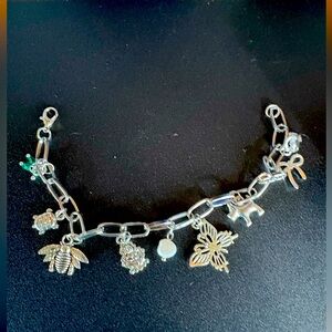 Charm bracelet Silver chain link style chain